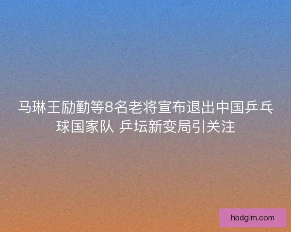 马琳王励勤等8名老将宣布退出中国乒乓球国家队 乒坛新变局引关注